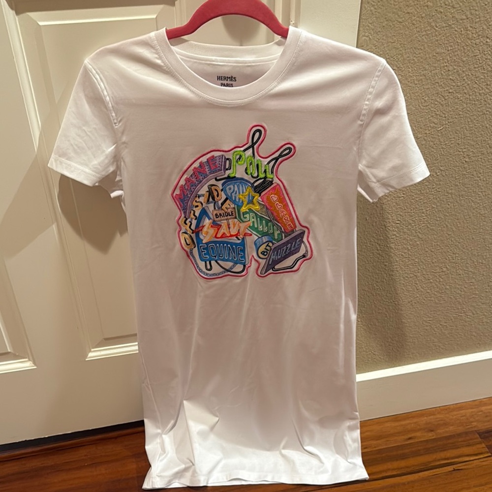 Hermes White Graphic Shirts Dress